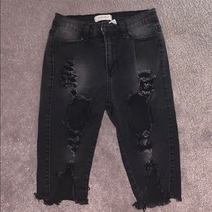Black ripped Jorts
